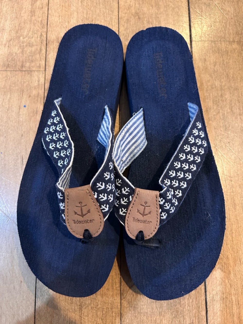 Tidewater Navy Anchor-Print Women's Flip Flops